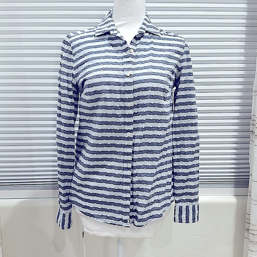 J. Mclaughlin Button Down Striped Blouse - image 5